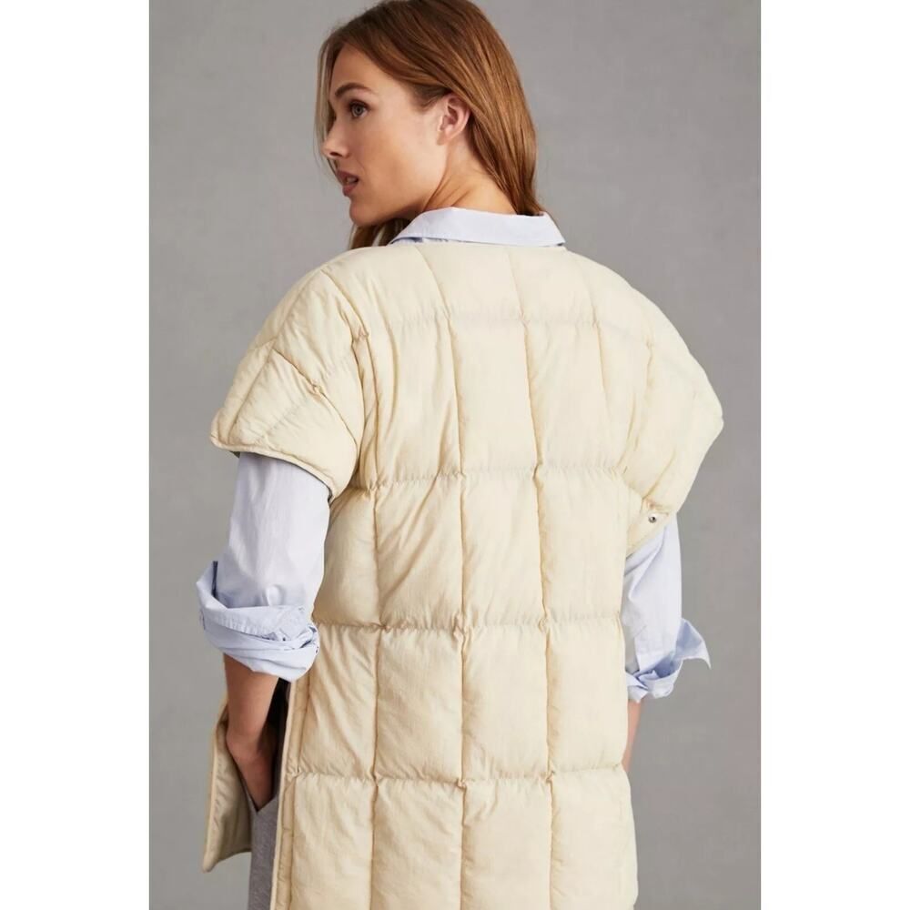 Anthropologie Pilcro Short Sleeve Puffer Beige Boho Vest Sz One Size - Picture 3 of 12